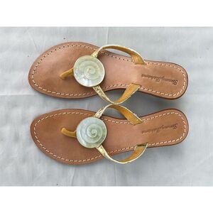 Tommy Bahama Women's Gold Beaded Thong Sandals Size 7 Casual Summer Flat